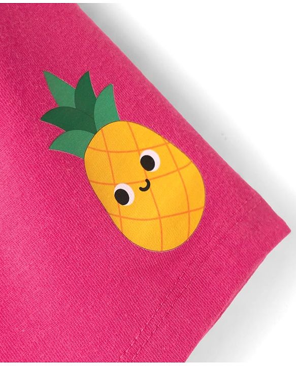 Babyhug 100% Cotton Single Jersey Knit Sando & Shorts Set With Fruit Print - Pink