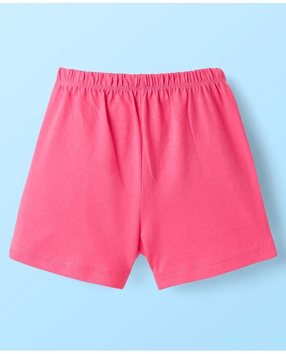 Babyhug 100% Cotton Knit Sleeveless Sando Vest & Shorts Set With Ice Cream Print - White & Pink