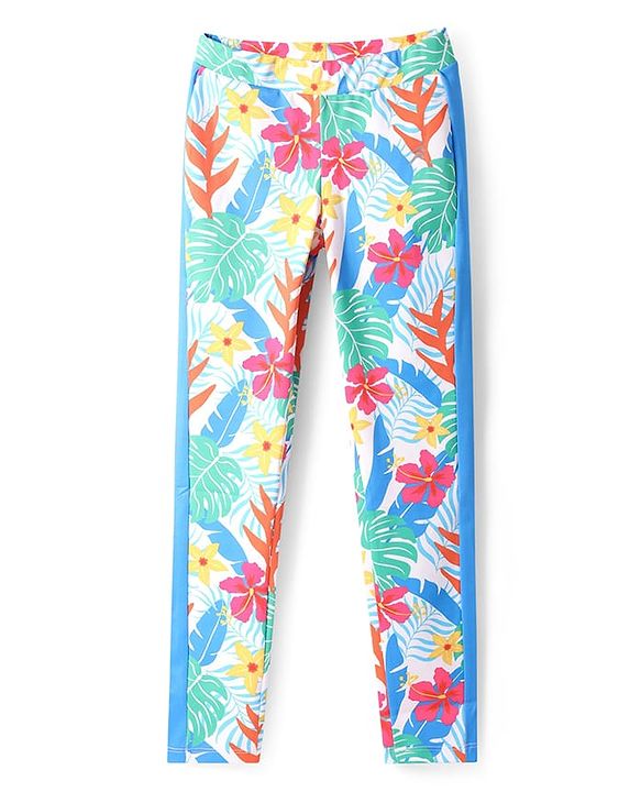Pine Active Full Length Super Stretch Leggings Tropical Print - Blue