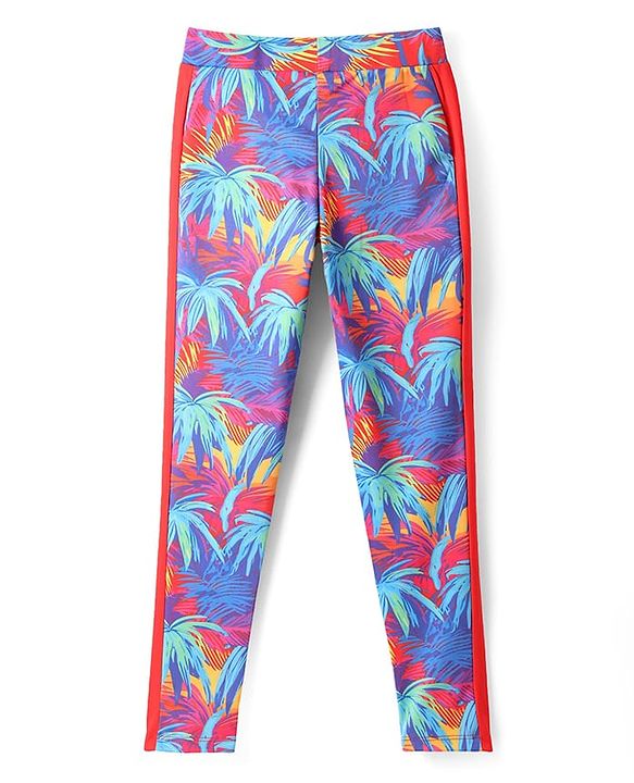 Pine Active Full Length Super Stretch Leggings Tropical Print - Red