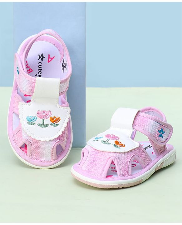 Cute Walk by Babyhug Sandals With Velcro Closure Floral Print - Pink