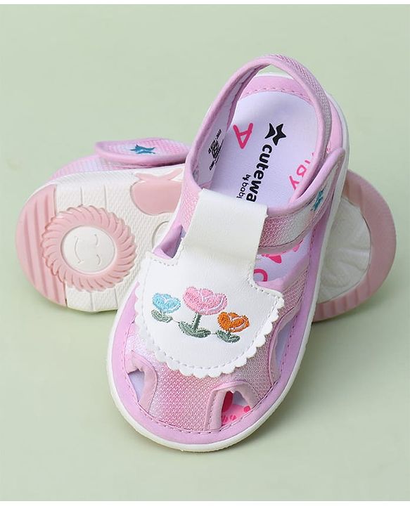 Cute Walk by Babyhug Sandals With Velcro Closure Floral Print - Pink
