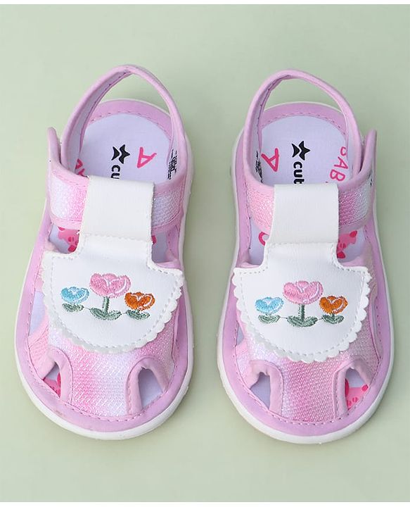 Cute Walk by Babyhug Sandals With Velcro Closure Floral Print - Pink