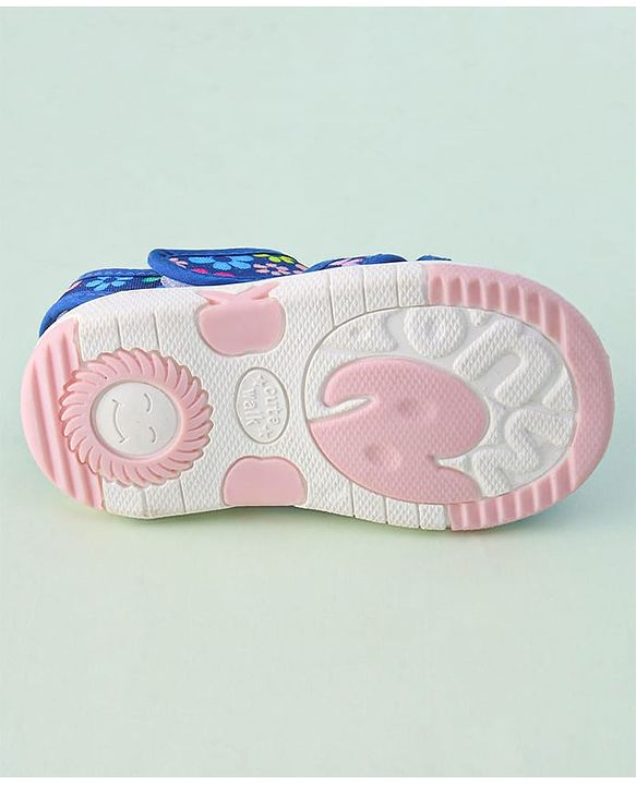 Cute Walk by Babyhug Sandals with Velcro Closure & Floral Applique - Blue