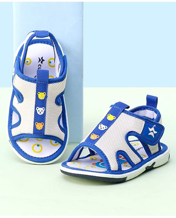 Cute Walk by Babyhug Animal Printed Sandals With Velcro Closure - Blue