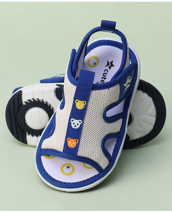 Cute Walk by Babyhug Animal Printed Sandals With Velcro Closure - Blue