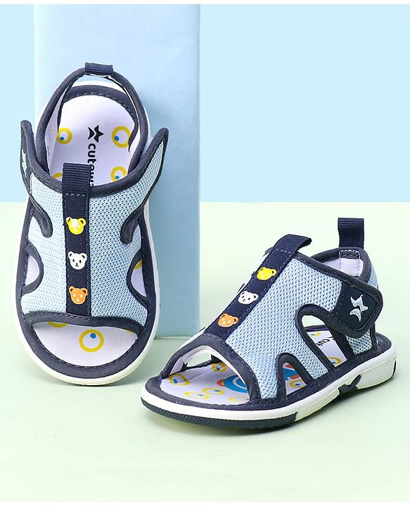 Cute Walk by Babyhug Animal Printed Sandals With Velcro Closure - Blue