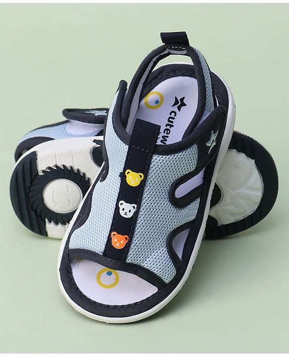 Cute Walk by Babyhug Animal Printed Sandals With Velcro Closure - Blue
