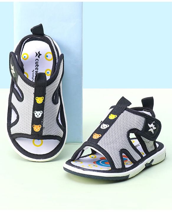 Cute Walk by Babyhug Animal Printed Sandals With Velcro Closure - Blue