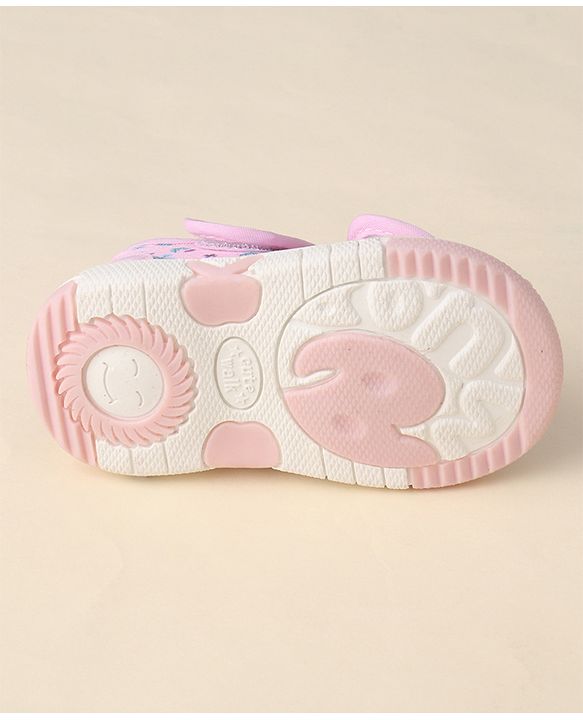 Cute Walk by Babyhug Sandals with Velcro Closure Floral Print & Bow Applique - Pink