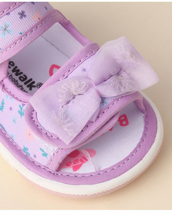 Cute Walk by Babyhug Sandals with Velcro Closure Floral Print & Bow Applique - Pink