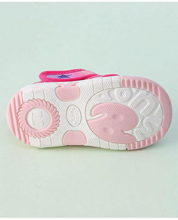 Cute Walk by Babyhug Sandals with Velcro Closure & Floral Applique - Dark Pink