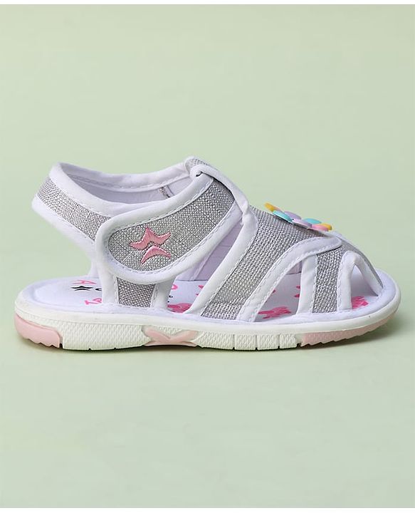 Cute Walk by Babyhug Sandals with Velcro Closure & Floral Applique - Pink