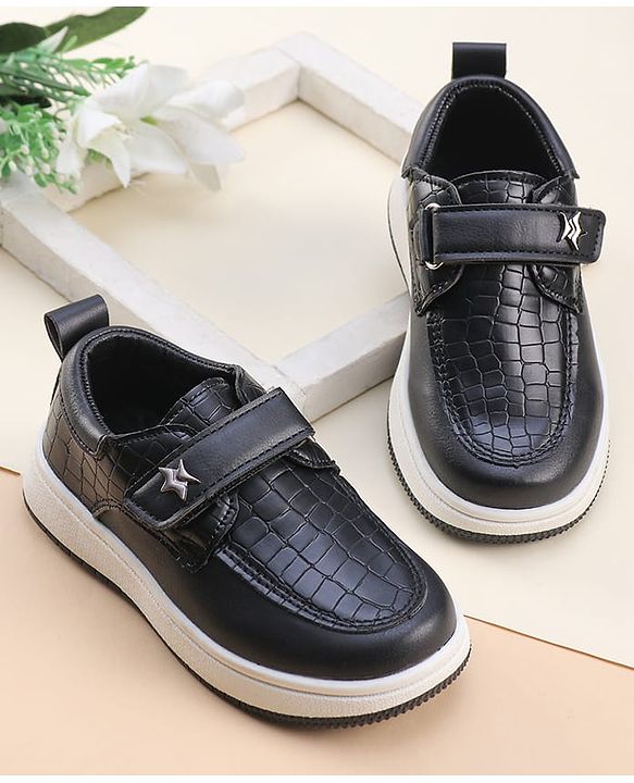 Cute Walk by Babyhug Solid Party Wear Shoes With Velcro Closure - Black