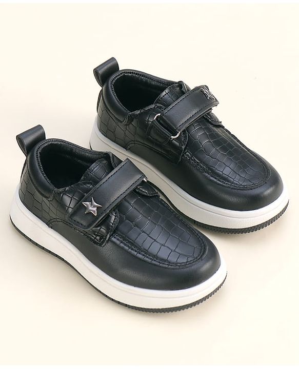 Cute Walk by Babyhug Solid Party Wear Shoes With Velcro Closure - Black