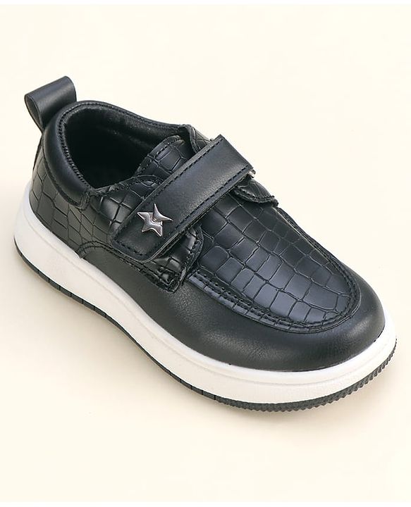 Cute Walk by Babyhug Solid Party Wear Shoes With Velcro Closure - Black