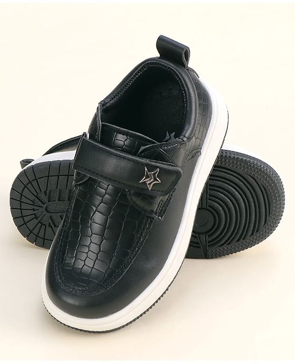 Cute Walk by Babyhug Solid Party Wear Shoes With Velcro Closure - Black