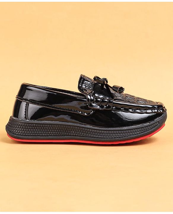 Cute Walk by Babyhug Slip On Loafers With Lace Applique - Black