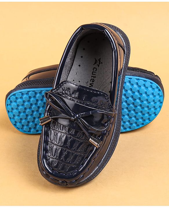 Cute Walk by Babyhug Slip On Loafers With Lace Applique - Black