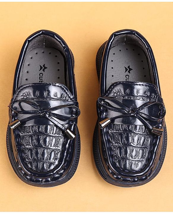 Cute Walk by Babyhug Slip On Loafers With Lace Applique - Black
