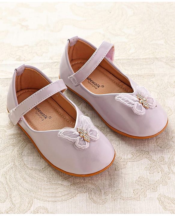 Cute Walk by Babyhug Ballerinas with Velcro Closure & Butterfly Applique  - Beige