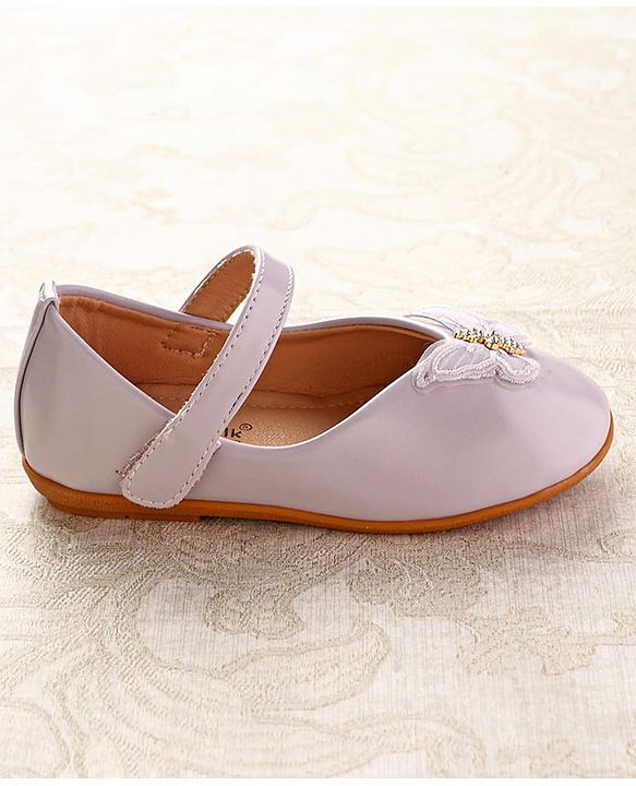 Cute Walk by Babyhug Ballerinas with Velcro Closure & Butterfly Applique  - Beige