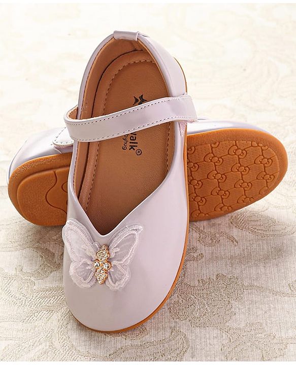 Cute Walk by Babyhug Ballerinas with Velcro Closure & Butterfly Applique  - Beige