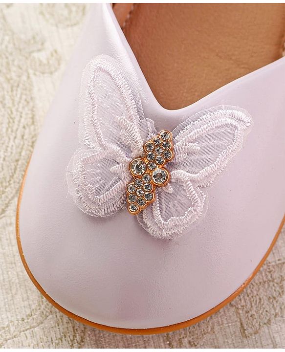 Cute Walk by Babyhug Ballerinas with Velcro Closure & Butterfly Applique  - Beige