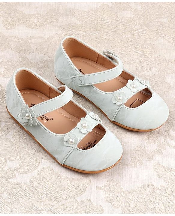 Cute Walk by Babyhug Ballerina with Velcro Closure & Floral Applique - Sea Green