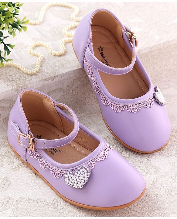 Cute Walk by Babyhug Clip Closure Ballerina with Heart Applique - Purple