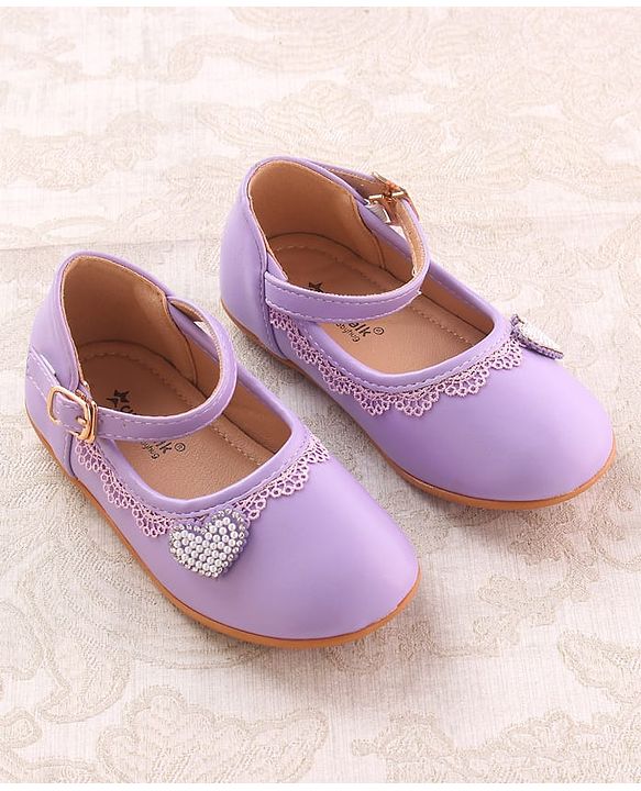 Cute Walk by Babyhug Clip Closure Ballerina with Heart Applique - Purple