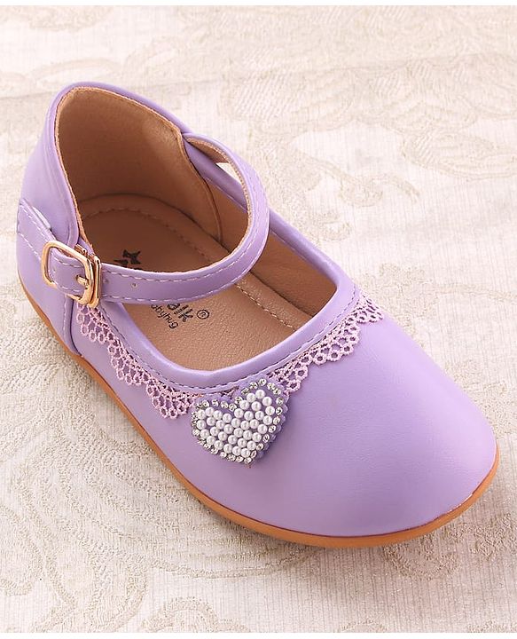 Cute Walk by Babyhug Clip Closure Ballerina with Heart Applique - Purple