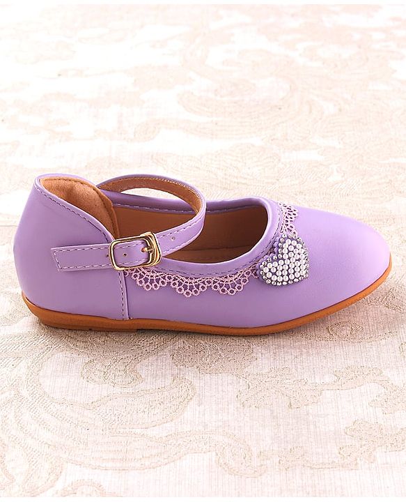Cute Walk by Babyhug Clip Closure Ballerina with Heart Applique - Purple