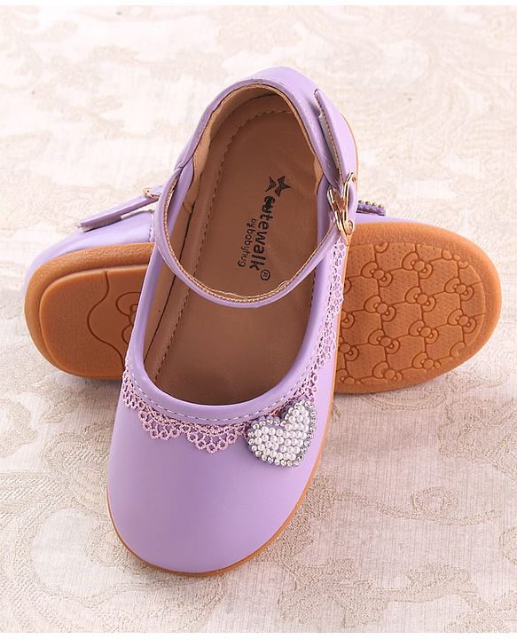 Cute Walk by Babyhug Clip Closure Ballerina with Heart Applique - Purple