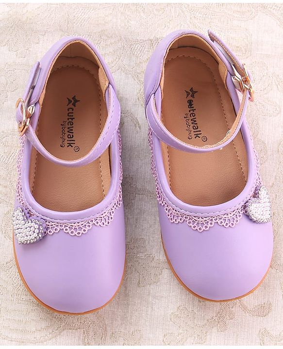 Cute Walk by Babyhug Clip Closure Ballerina with Heart Applique - Purple