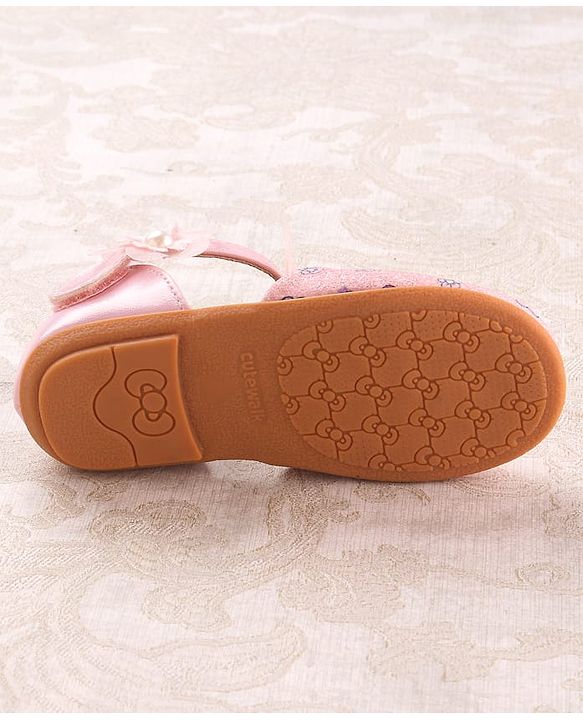 Cute Walk by Babyhug Velcro Closure Ballerina with Floral Applique - Pink