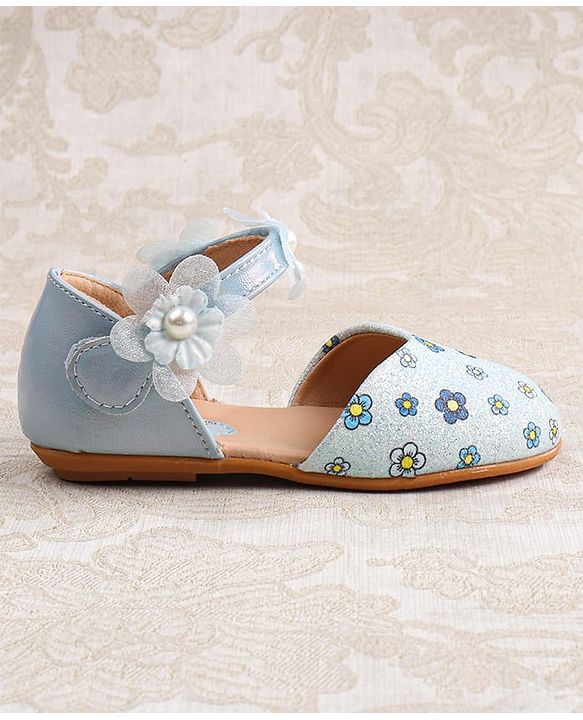 Cute Walk by Babyhug Velcro Closure Ballerina with Floral Applique - Pink