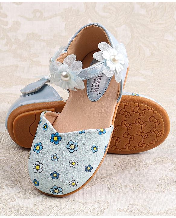 Cute Walk by Babyhug Velcro Closure Ballerina with Floral Applique - Pink