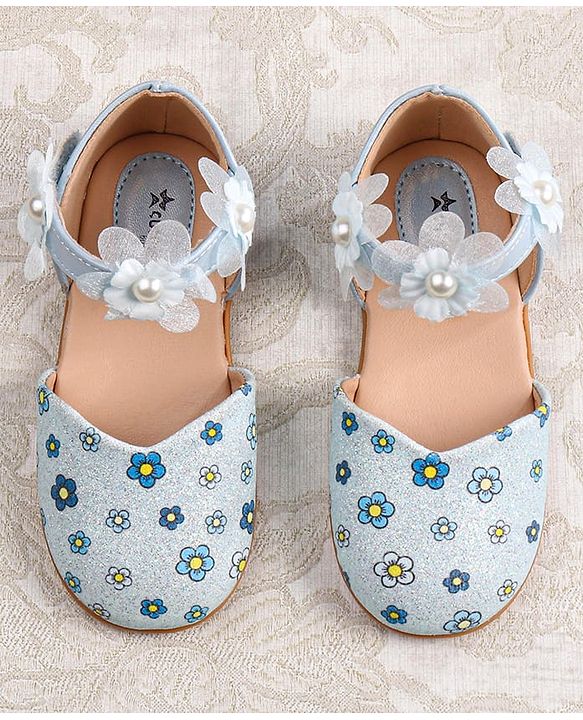 Cute Walk by Babyhug Velcro Closure Ballerina with Floral Applique - Pink