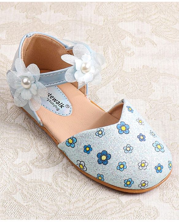 Cute Walk by Babyhug Velcro Closure Ballerina with Floral Applique - Pink