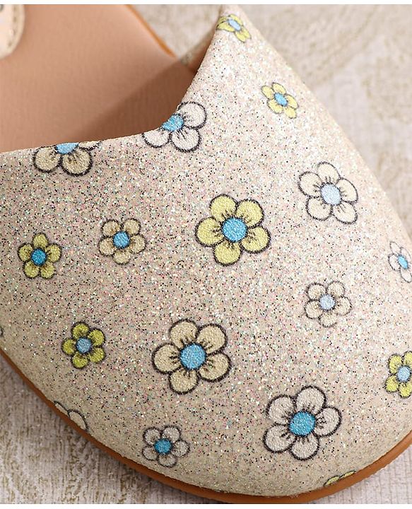 Cute Walk by Babyhug Velcro Closure Ballerina with Floral Applique - Pink