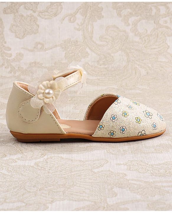 Cute Walk by Babyhug Velcro Closure Ballerina with Floral Applique - Pink