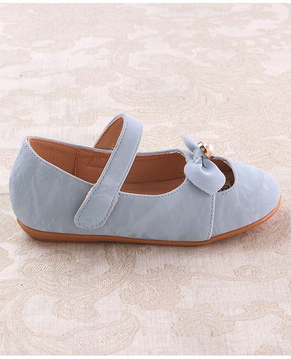 Cute Walk by Babyhug Velcro Closure Ballerina with Bow Applique - Blue