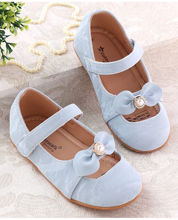 Cute Walk by Babyhug Velcro Closure Ballerina with Bow Applique - Blue