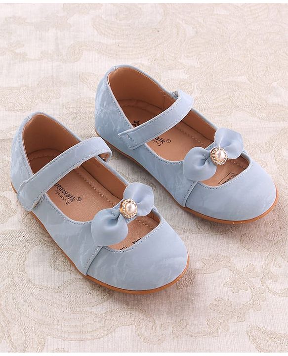 Cute Walk by Babyhug Velcro Closure Ballerina with Bow Applique - Blue