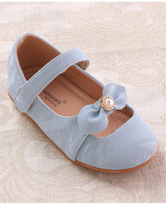 Cute Walk by Babyhug Velcro Closure Ballerina with Bow Applique - Blue