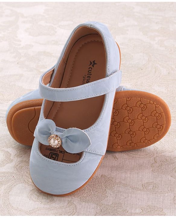 Cute Walk by Babyhug Velcro Closure Ballerina with Bow Applique - Blue