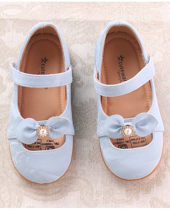 Cute Walk by Babyhug Velcro Closure Ballerina with Bow Applique - Blue