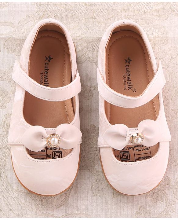 Cute Walk by Babyhug Velcro Closure Ballerina with Bow Applique - Blue