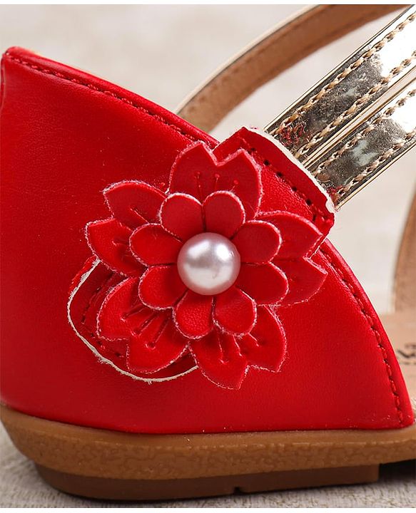 Cute Walk by Babyhug Velcro Closure Ballerina with Floral Applique  - White
